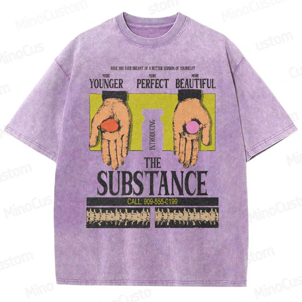 The Substance Satirical Poster Washed T-Shirt