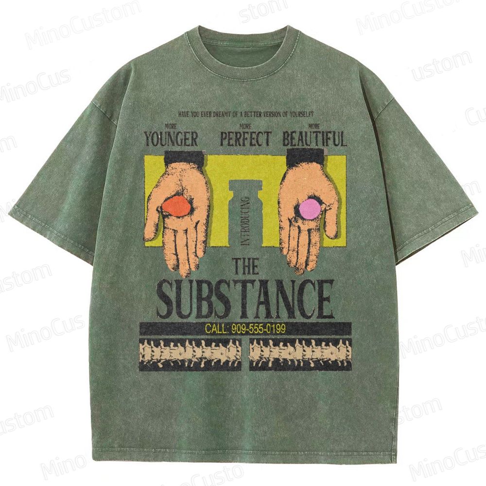 The Substance Satirical Poster Washed T-Shirt