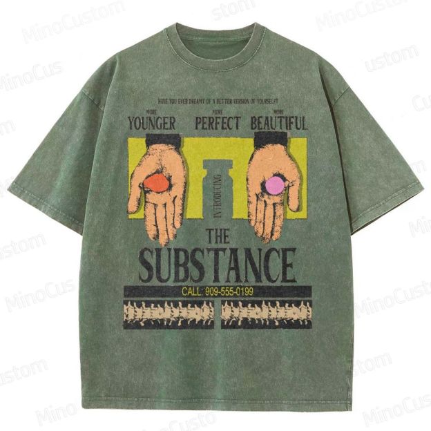 The Substance Satirical Poster Washed T-Shirt
