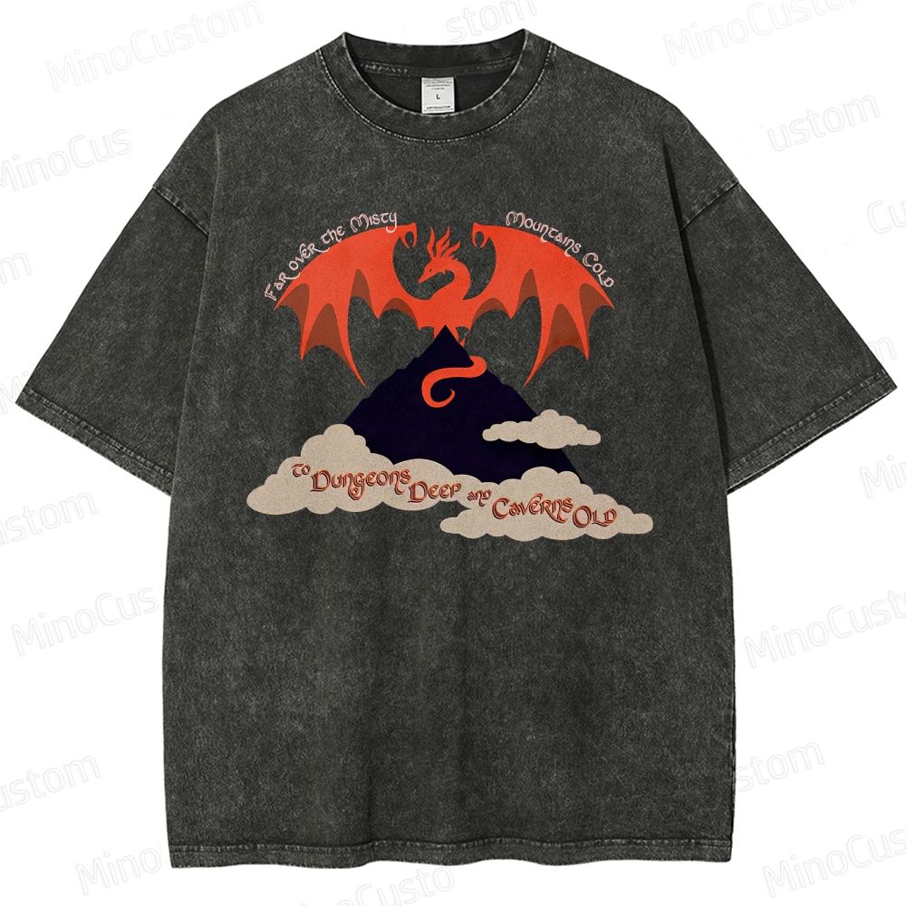 Vintage Washed A Song of Ice and Fire - Inspired Dragon Graphic Fantasy T - shirt