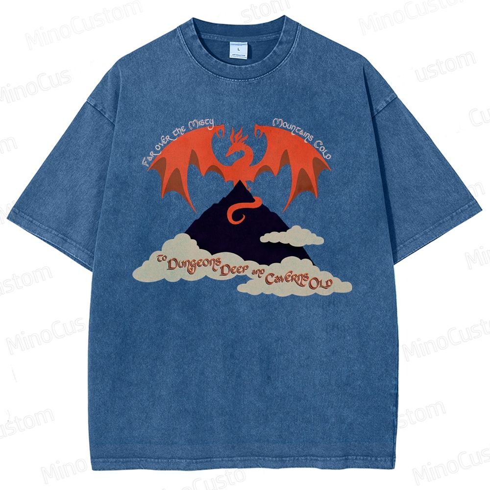Vintage Washed A Song of Ice and Fire - Inspired Dragon Graphic Fantasy T - shirt