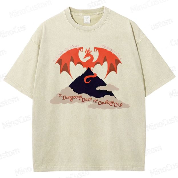 Vintage Washed A Song of Ice and Fire - Inspired Dragon Graphic Fantasy T - shirt