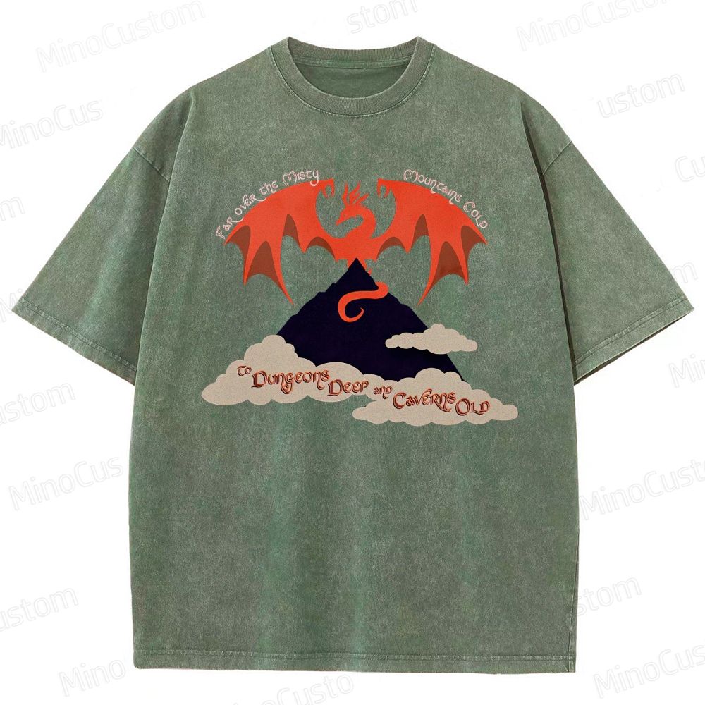 Vintage Washed A Song of Ice and Fire - Inspired Dragon Graphic Fantasy T - shirt