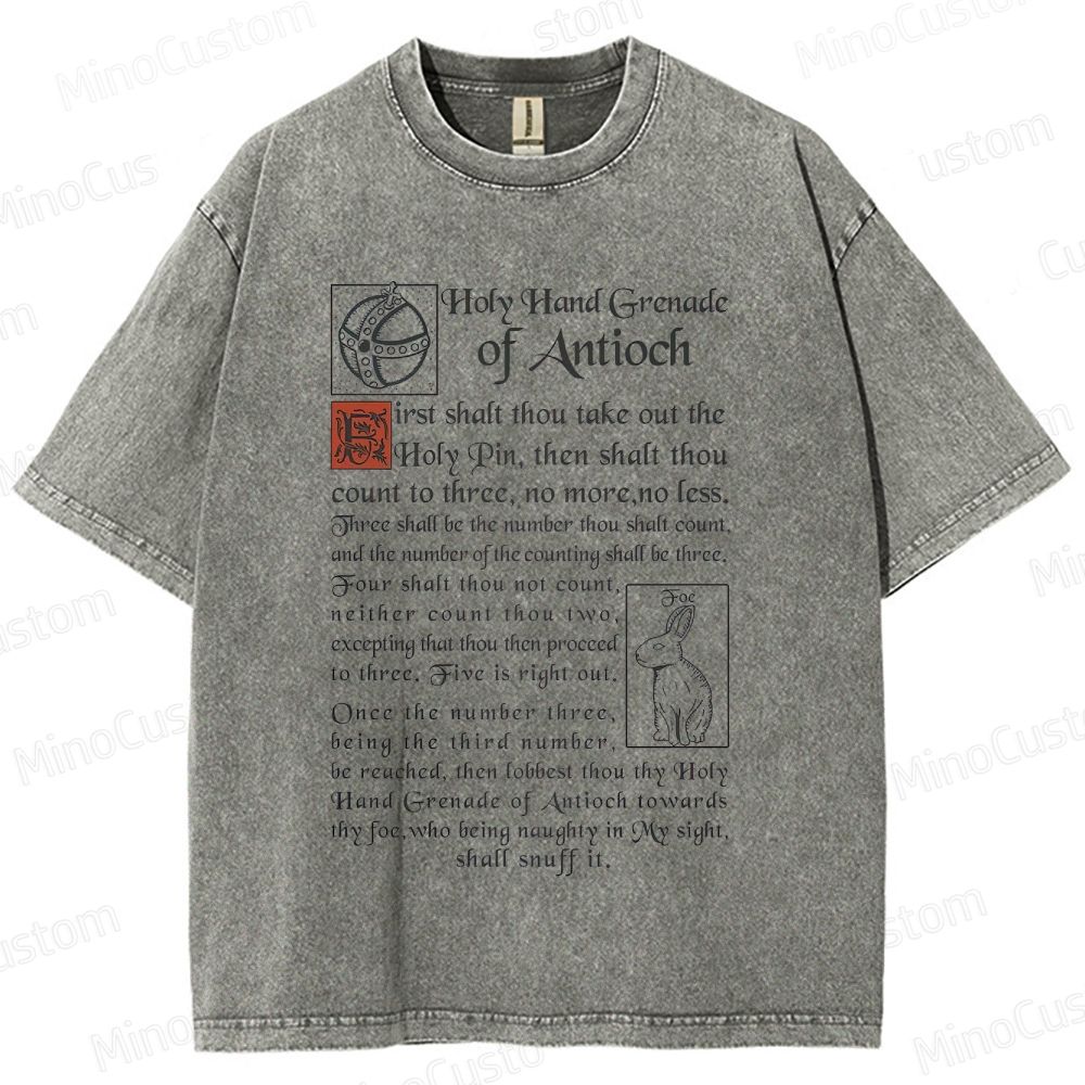 Vintage Washed Monty Python and the Holy Grail Holy Hand Grenade of Antioch Graphic Comedy T - shirt
