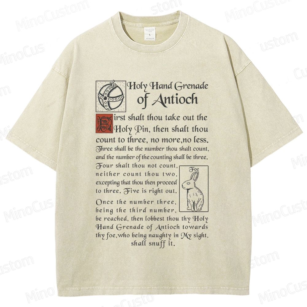 Vintage Washed Monty Python and the Holy Grail Holy Hand Grenade of Antioch Graphic Comedy T - shirt