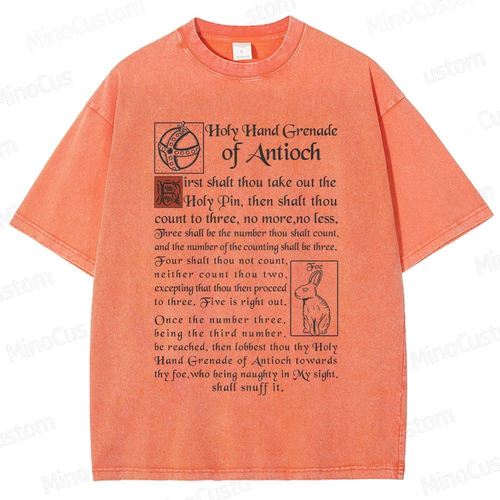 Vintage Washed Monty Python and the Holy Grail Holy Hand Grenade of Antioch Graphic Comedy T - shirt
