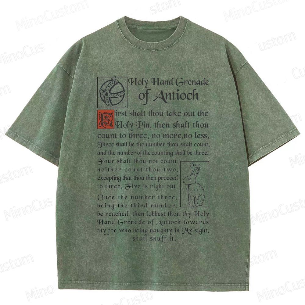 Vintage Washed Monty Python and the Holy Grail Holy Hand Grenade of Antioch Graphic Comedy T - shirt
