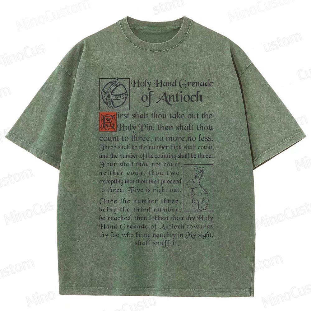 Vintage Washed Monty Python and the Holy Grail Holy Hand Grenade of Antioch Graphic Comedy T - shirt