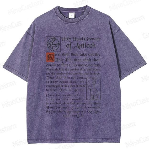 Vintage Washed Monty Python and the Holy Grail Holy Hand Grenade of Antioch Graphic Comedy T - shirt