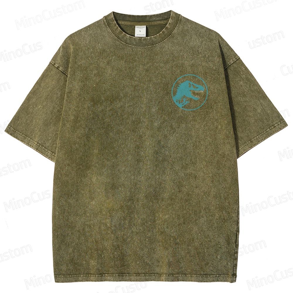 Vintage Washed Jurassic World Dinosaur Skull Graphic Sci - Fi Adventure T - shirt