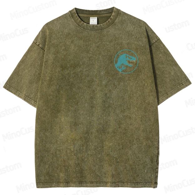 Vintage Washed Jurassic World Dinosaur Skull Graphic Sci - Fi Adventure T - shirt