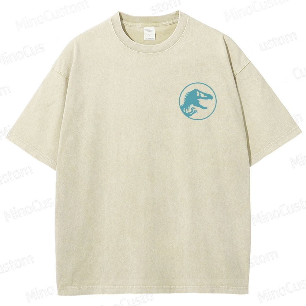 Vintage Washed Jurassic World Dinosaur Skull Graphic Sci - Fi Adventure T - shirt