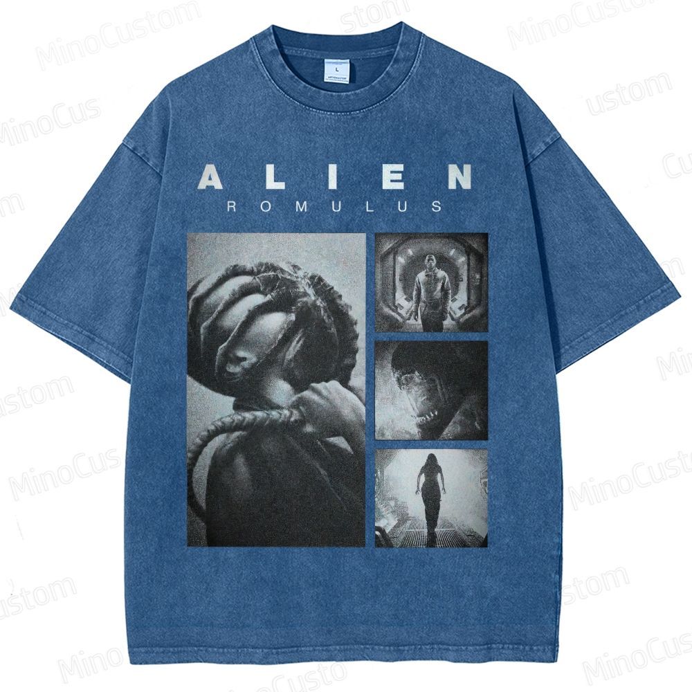 Vintage Washed Alien: Romulus Graphic Sci - Fi Horror T - shirt