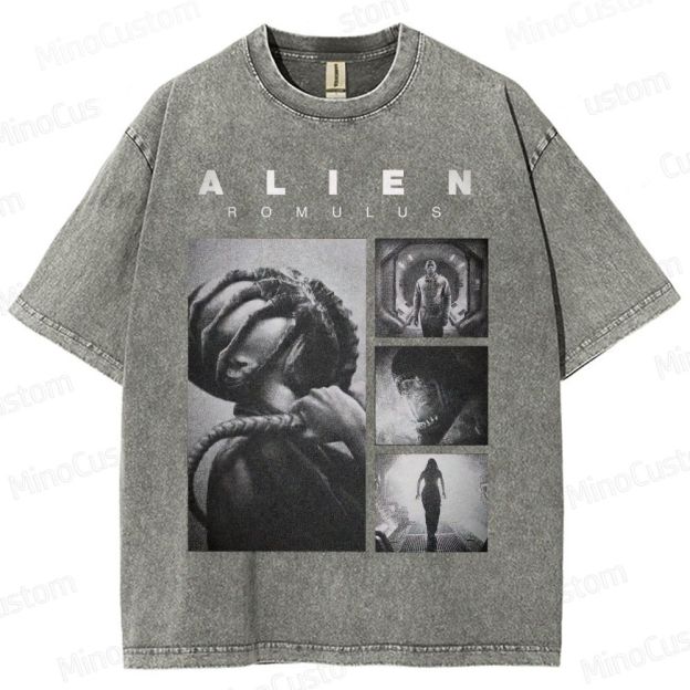 Vintage Washed Alien: Romulus Graphic Sci - Fi Horror T - shirt