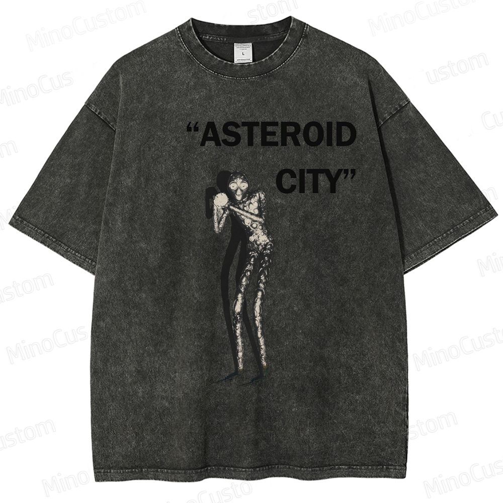 Vintage Washed Asteroid City Alien Graphic Comedy Drama T - shirt