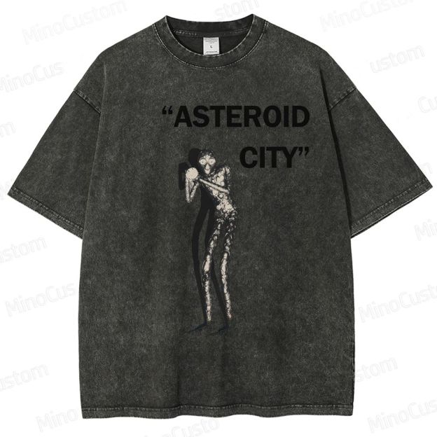 Vintage Washed Asteroid City Alien Graphic Comedy Drama T - shirt
