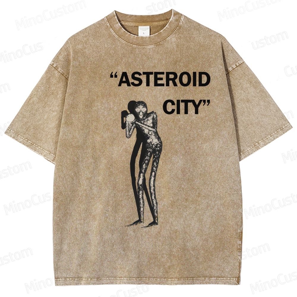 Vintage Washed Asteroid City Alien Graphic Comedy Drama T - shirt