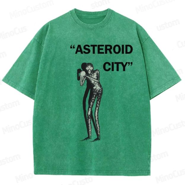 Vintage Washed Asteroid City Alien Graphic Comedy Drama T - shirt