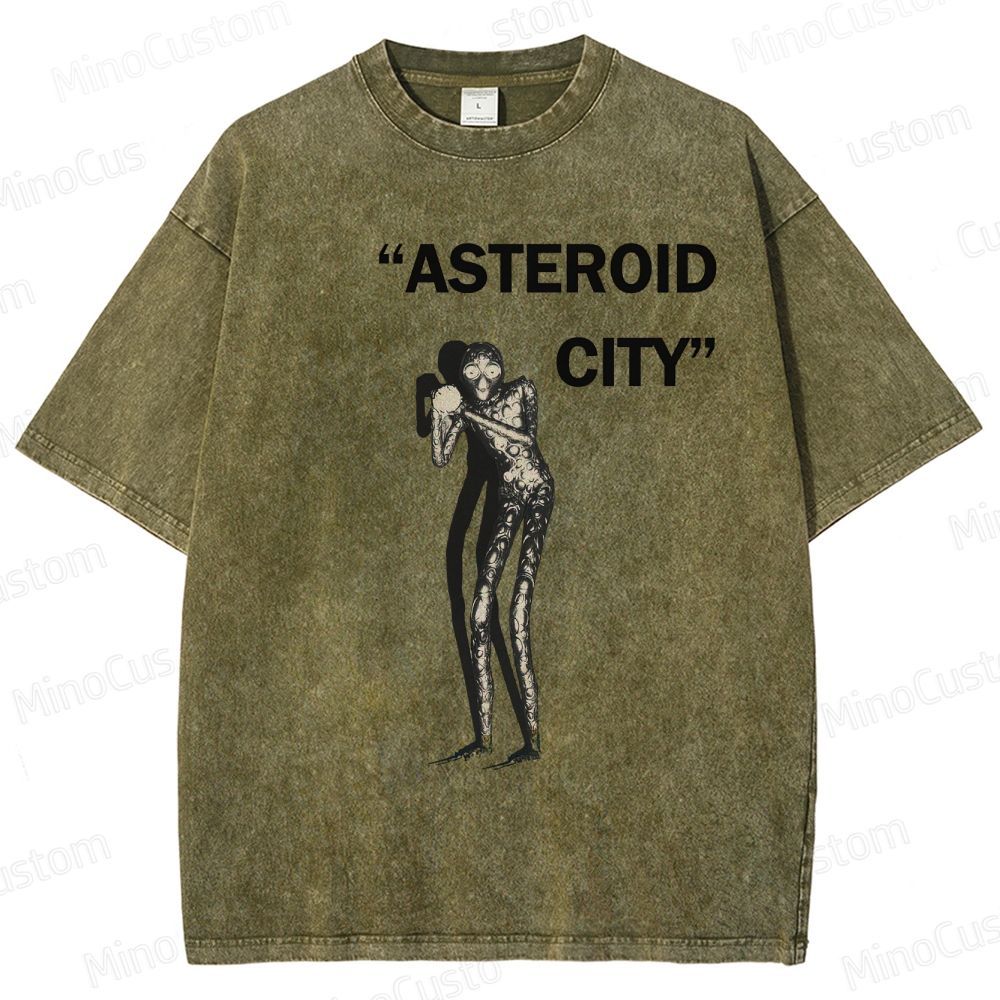 Vintage Washed Asteroid City Alien Graphic Comedy Drama T - shirt