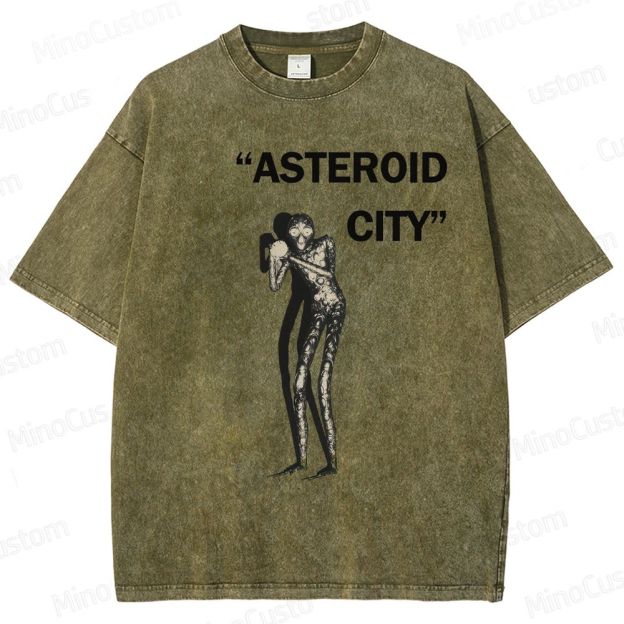 Vintage Washed Asteroid City Alien Graphic Comedy Drama T - shirt