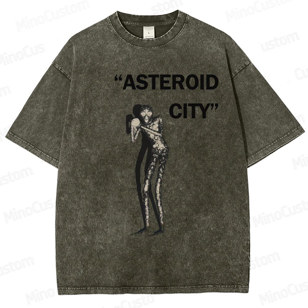 Vintage Washed Asteroid City Alien Graphic Comedy Drama T - shirt