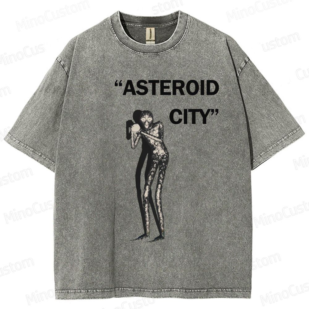 Vintage Washed Asteroid City Alien Graphic Comedy Drama T - shirt