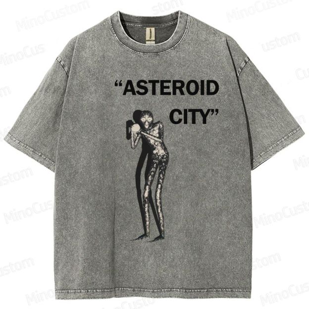 Vintage Washed Asteroid City Alien Graphic Comedy Drama T - shirt