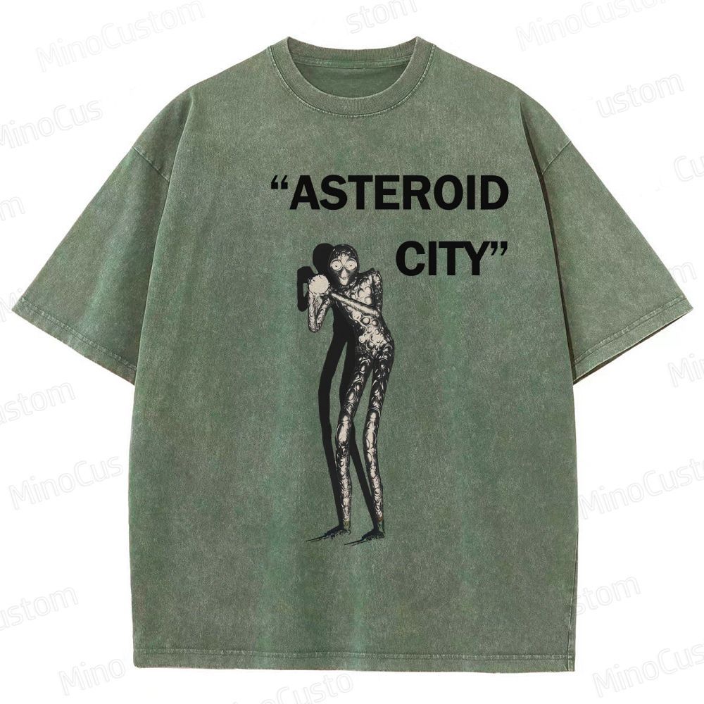 Vintage Washed Asteroid City Alien Graphic Comedy Drama T - shirt