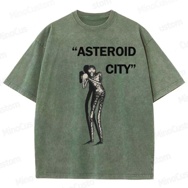 Vintage Washed Asteroid City Alien Graphic Comedy Drama T - shirt