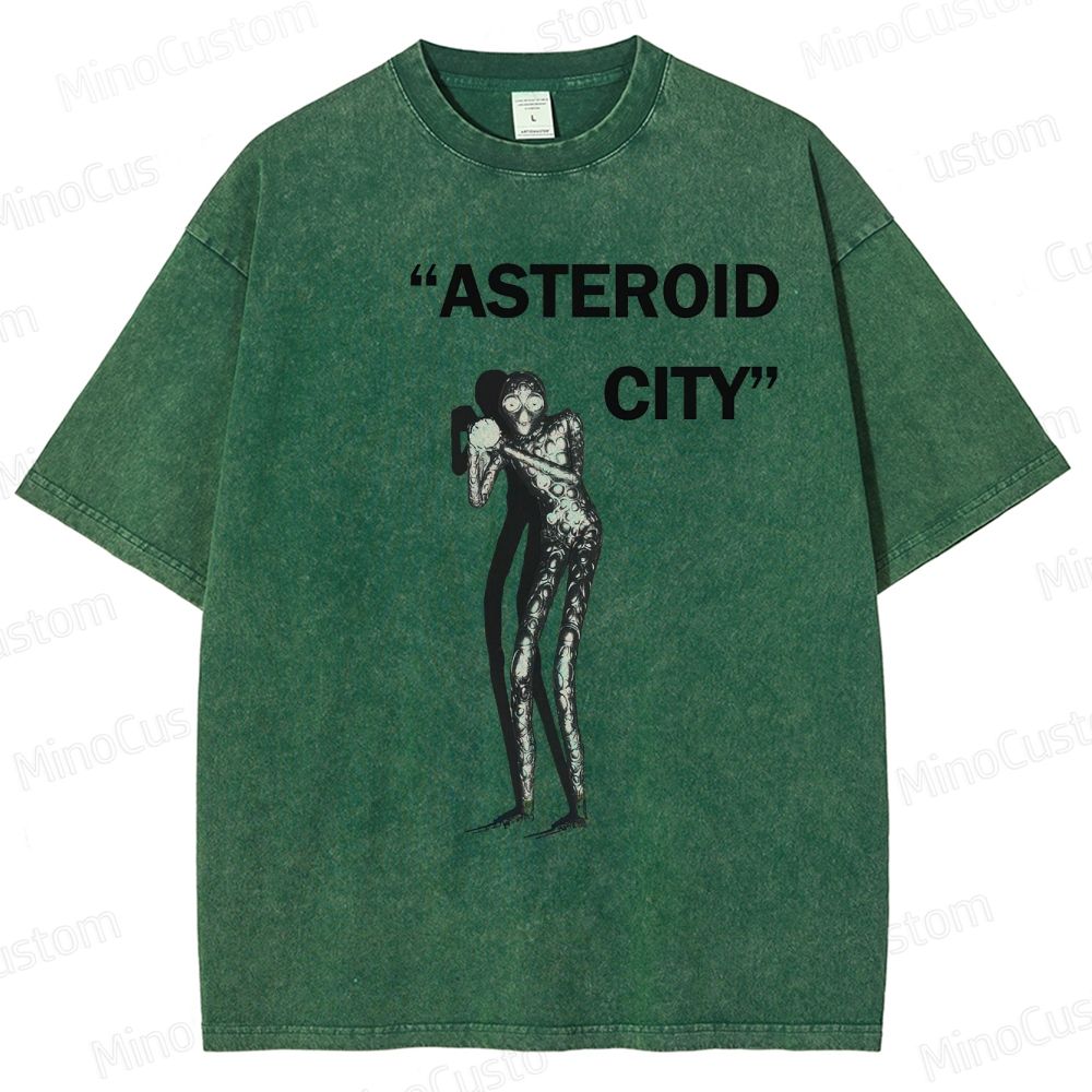 Vintage Washed Asteroid City Alien Graphic Comedy Drama T - shirt
