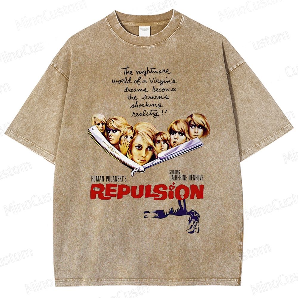 Vintage Washed Repulsion Graphic Psychological Horror T - shirt