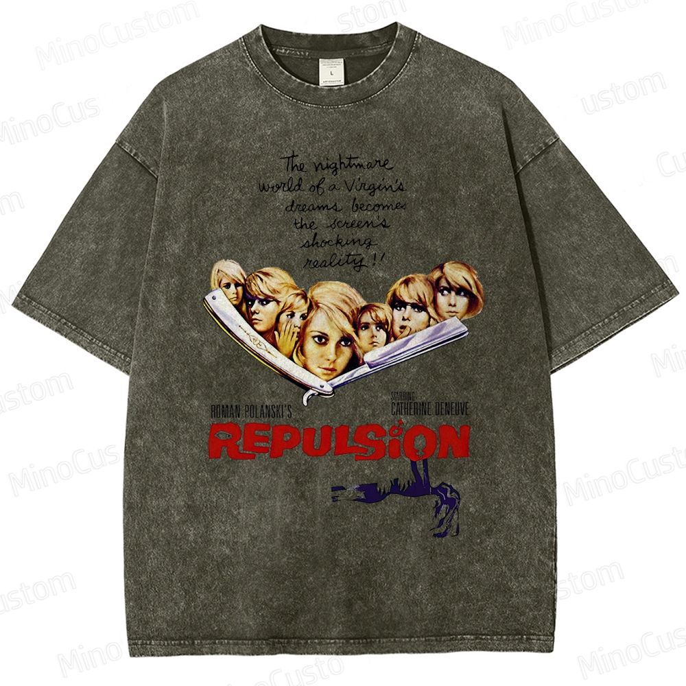 Vintage Washed Repulsion Graphic Psychological Horror T - shirt