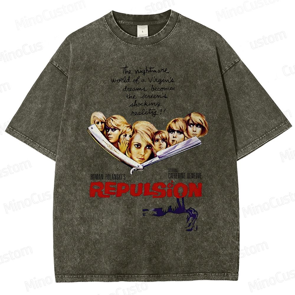 Vintage Washed Repulsion Graphic Psychological Horror T - shirt