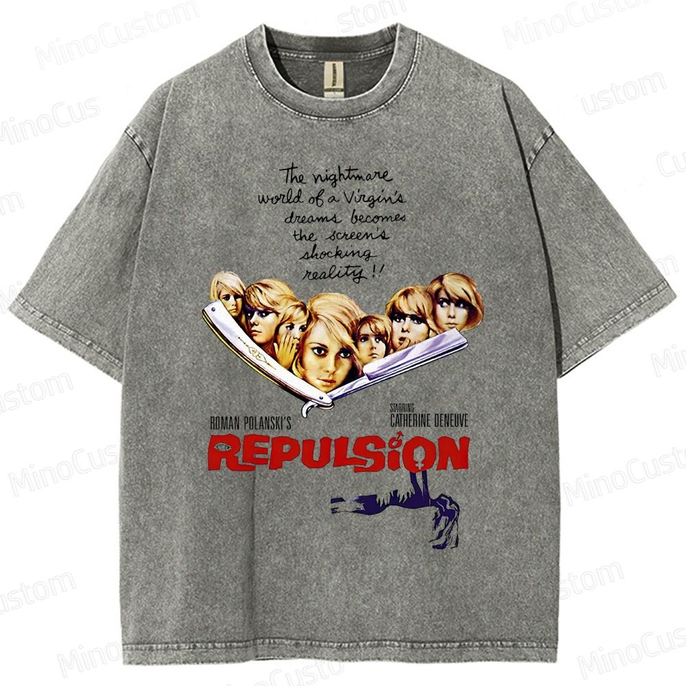 Vintage Washed Repulsion Graphic Psychological Horror T - shirt