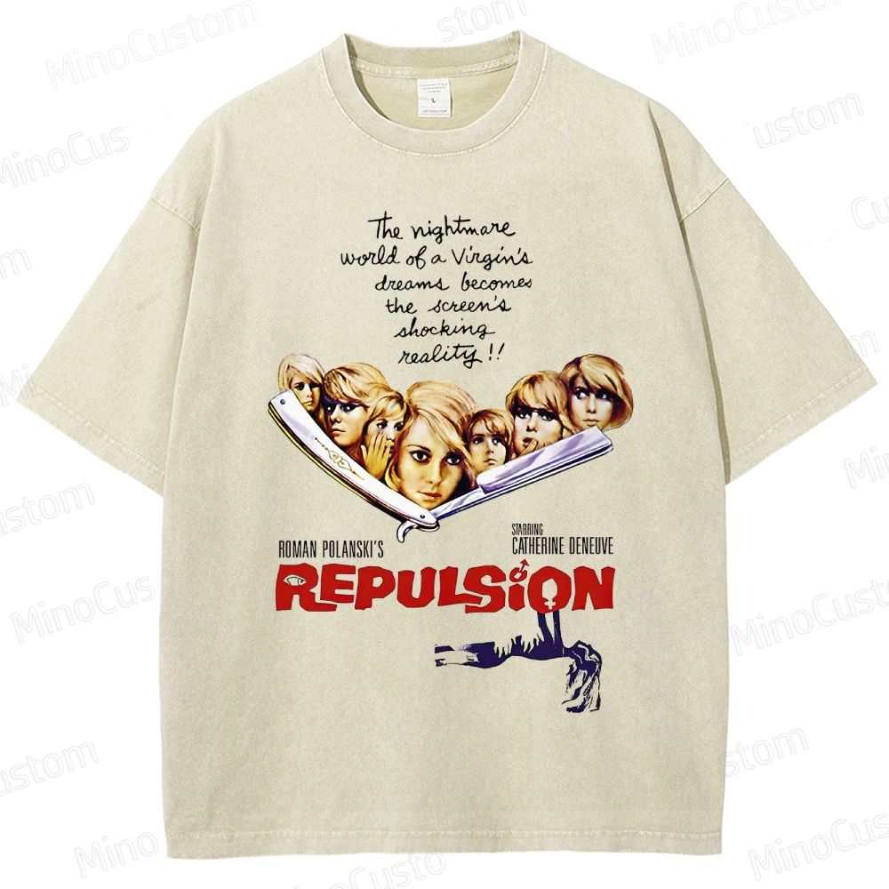Vintage Washed Repulsion Graphic Psychological Horror T - shirt
