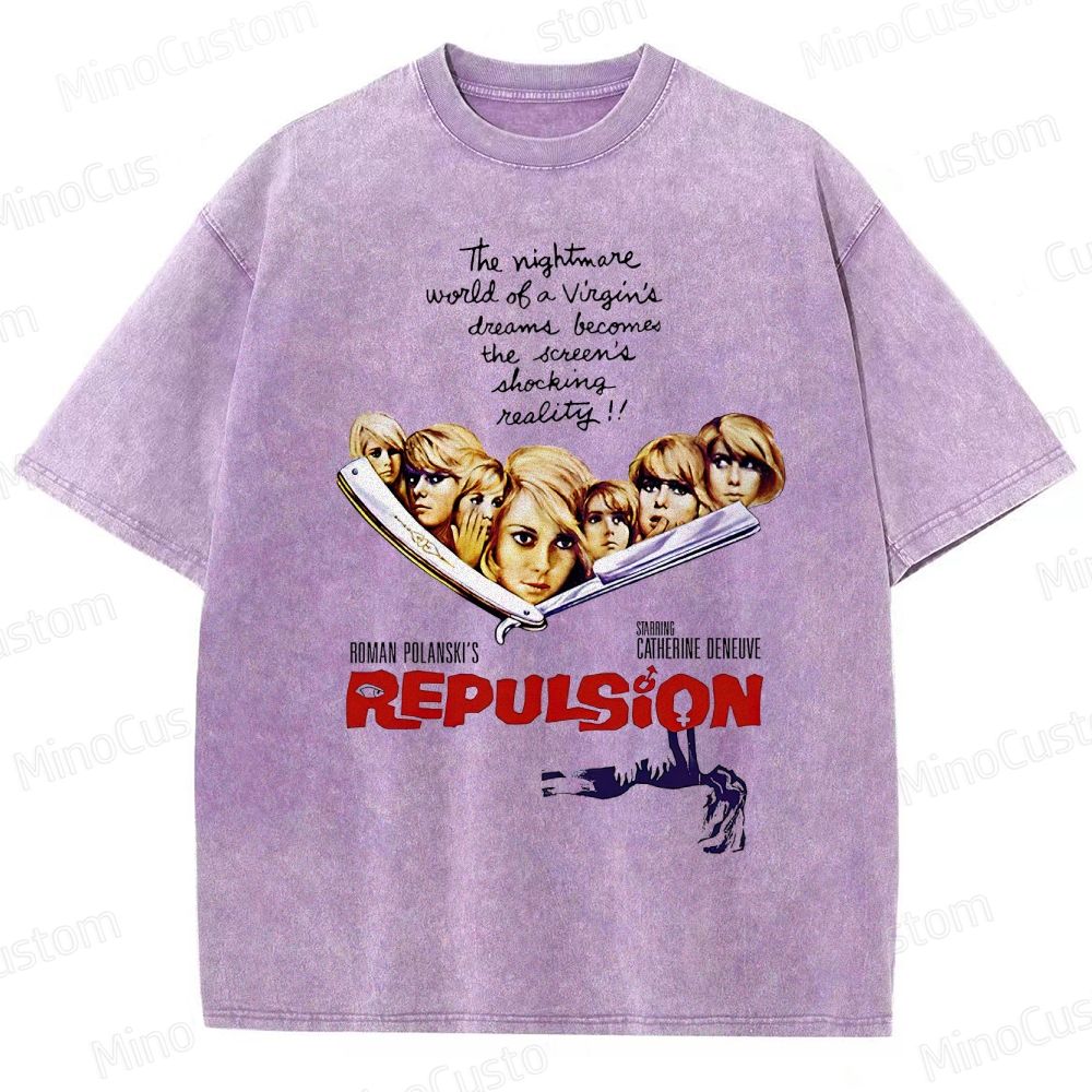 Vintage Washed Repulsion Graphic Psychological Horror T - shirt