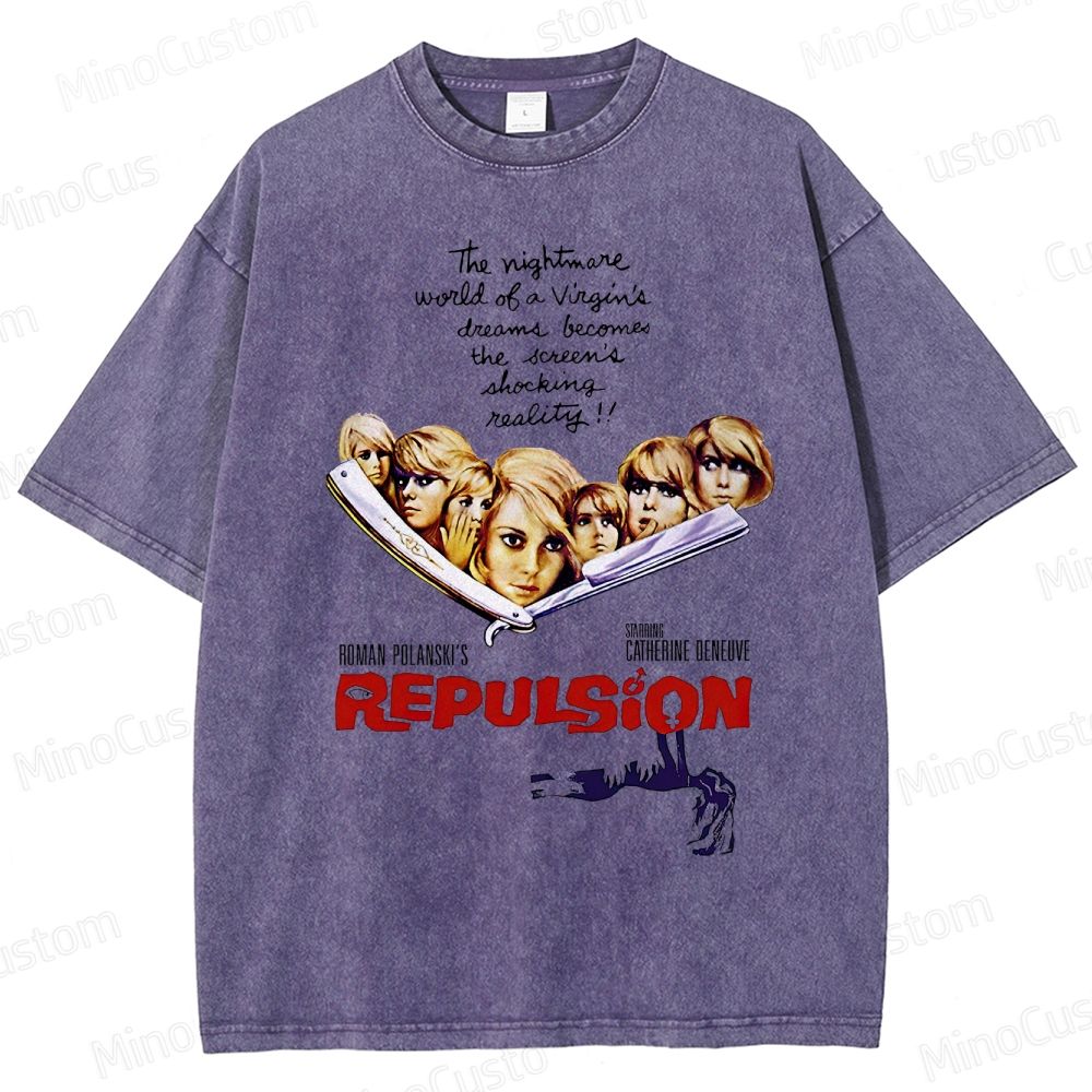 Vintage Washed Repulsion Graphic Psychological Horror T - shirt
