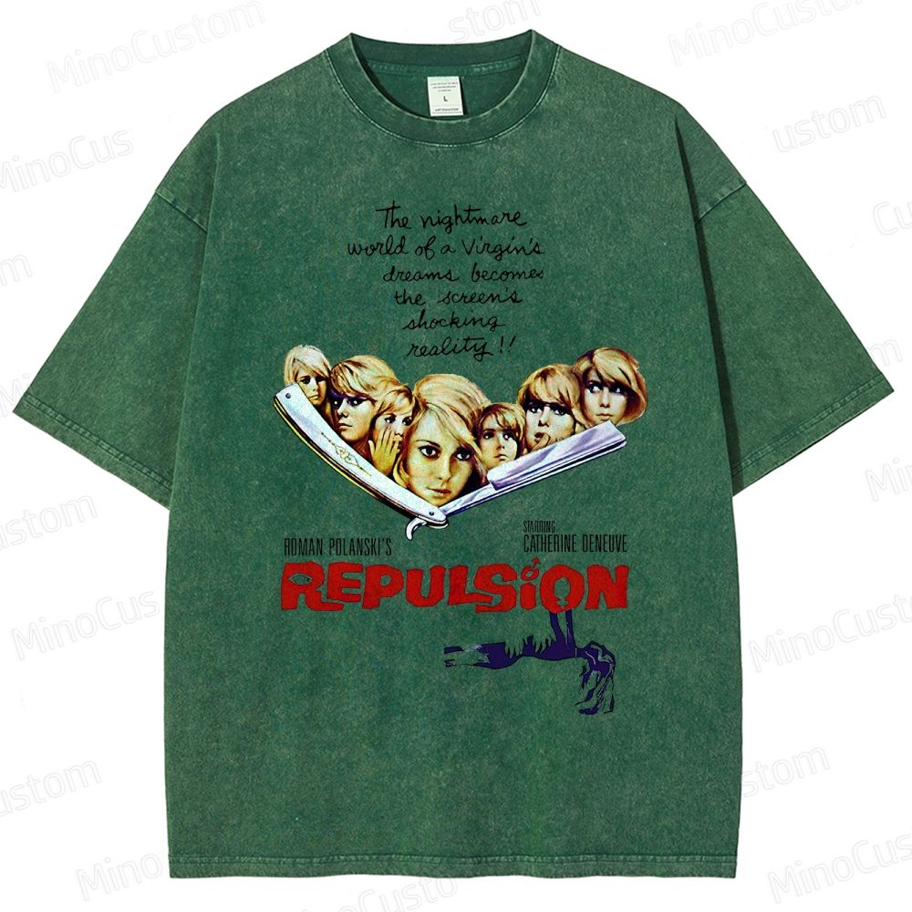 Vintage Washed Repulsion Graphic Psychological Horror T - shirt