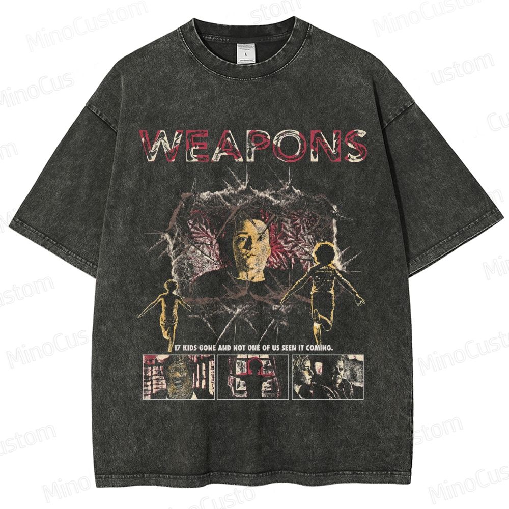 Vintage Washed Weapons Graphic Mystery Thriller T - shirt