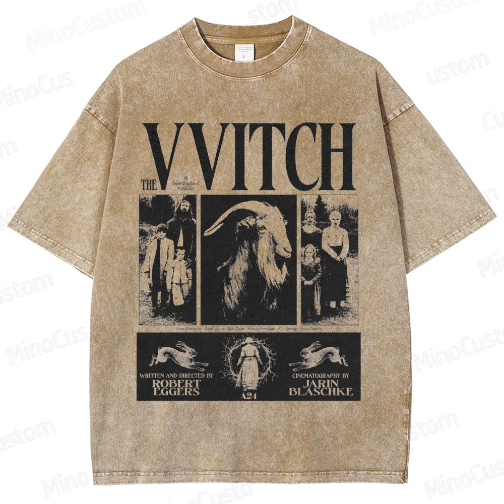 Vintage Washed The Witch Graphic Folk Horror T - shirt