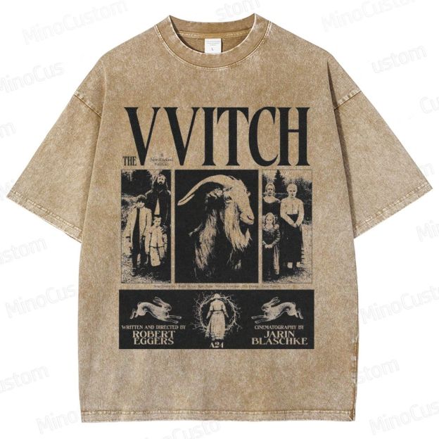 Vintage Washed The Witch Graphic Folk Horror T - shirt