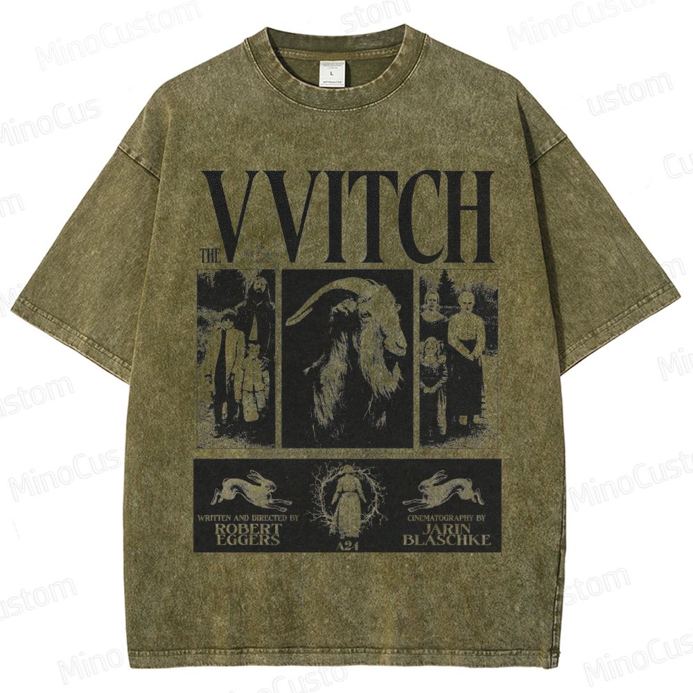 Vintage Washed The Witch Graphic Folk Horror T - shirt