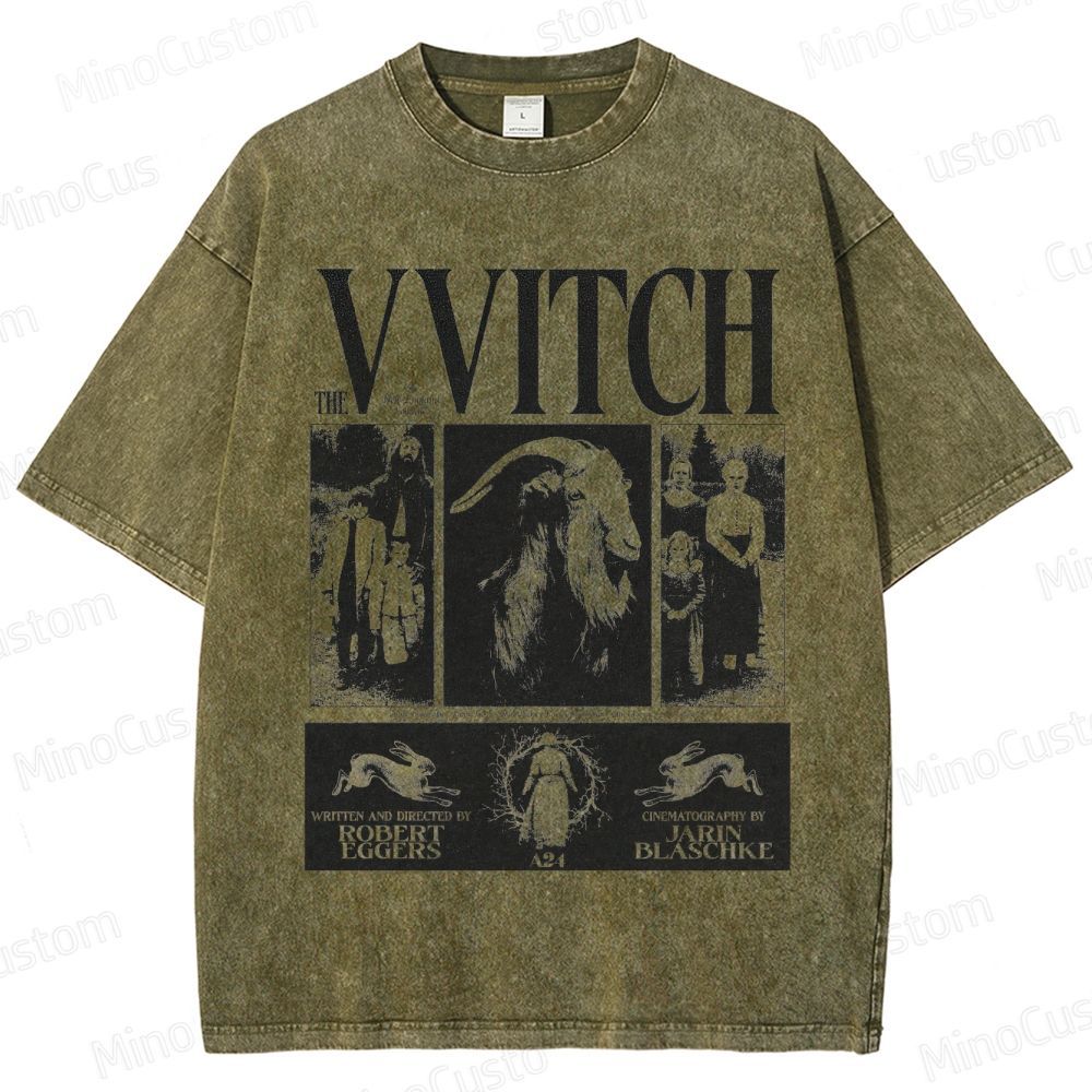 Vintage Washed The Witch Graphic Folk Horror T - shirt