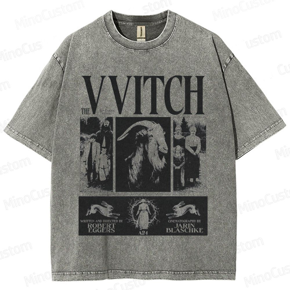 Vintage Washed The Witch Graphic Folk Horror T - shirt