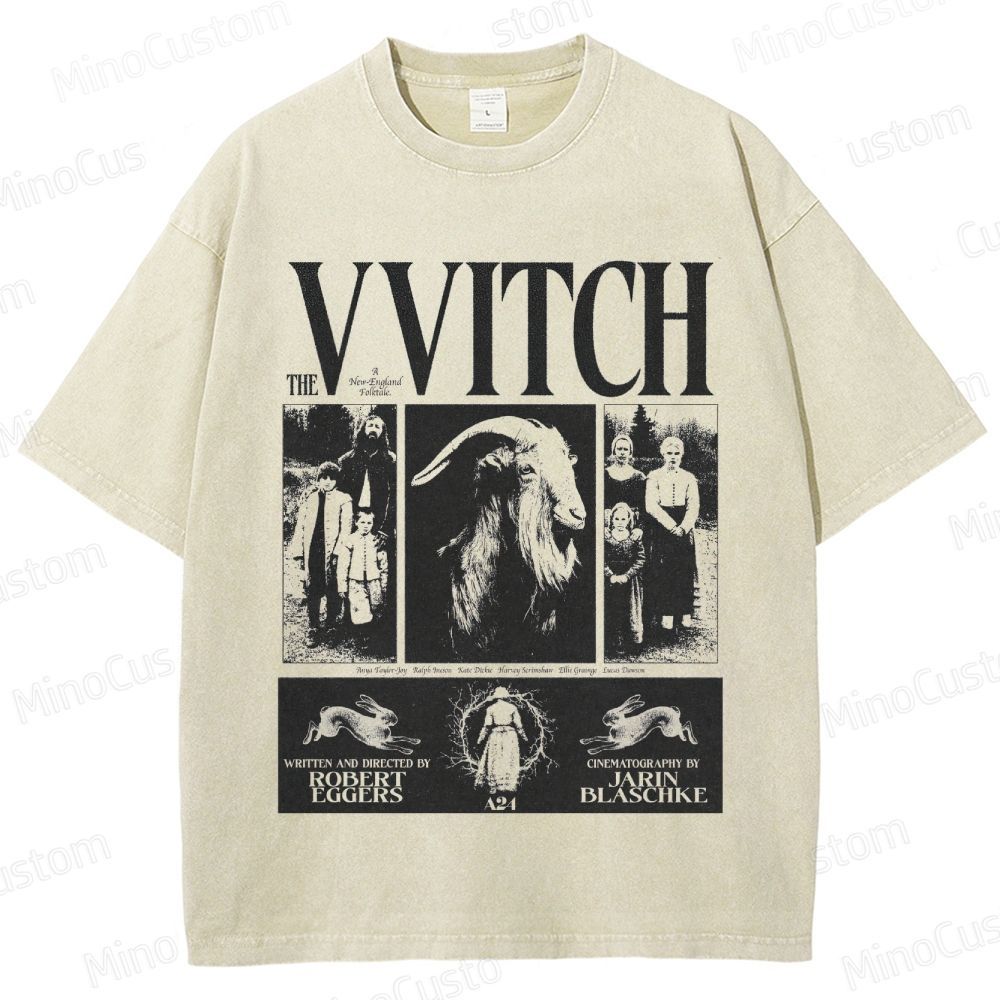 Vintage Washed The Witch Graphic Folk Horror T - shirt
