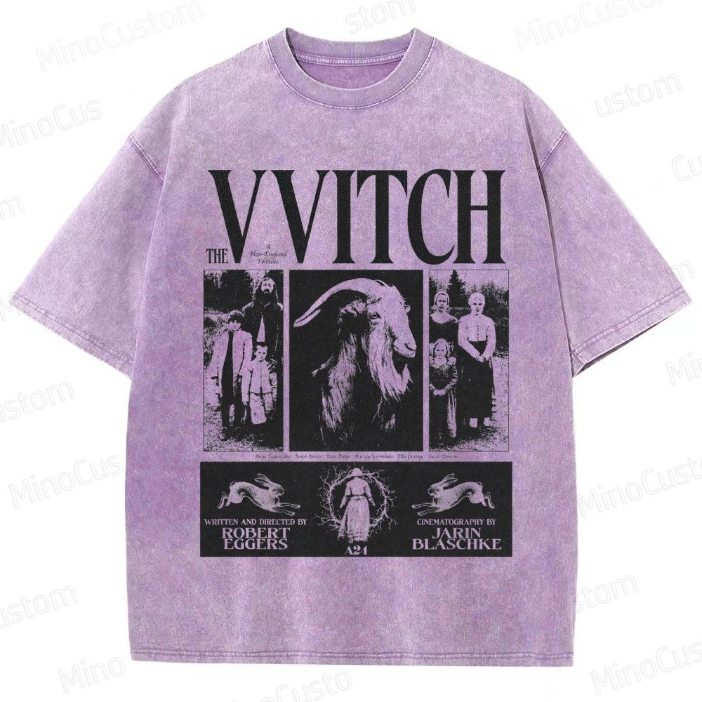 Vintage Washed The Witch Graphic Folk Horror T - shirt