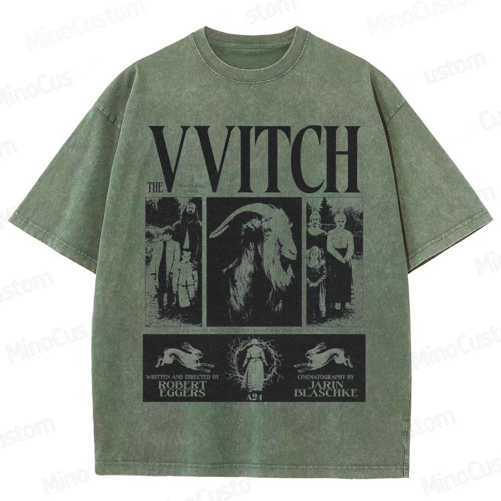 Vintage Washed The Witch Graphic Folk Horror T - shirt