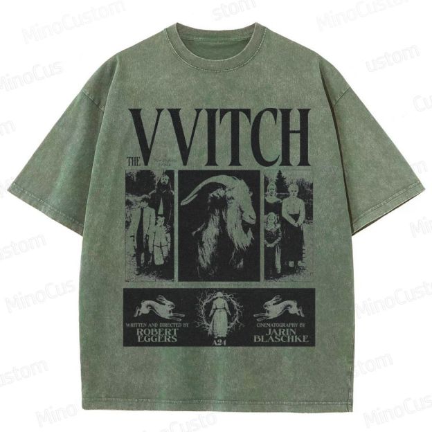 Vintage Washed The Witch Graphic Folk Horror T - shirt