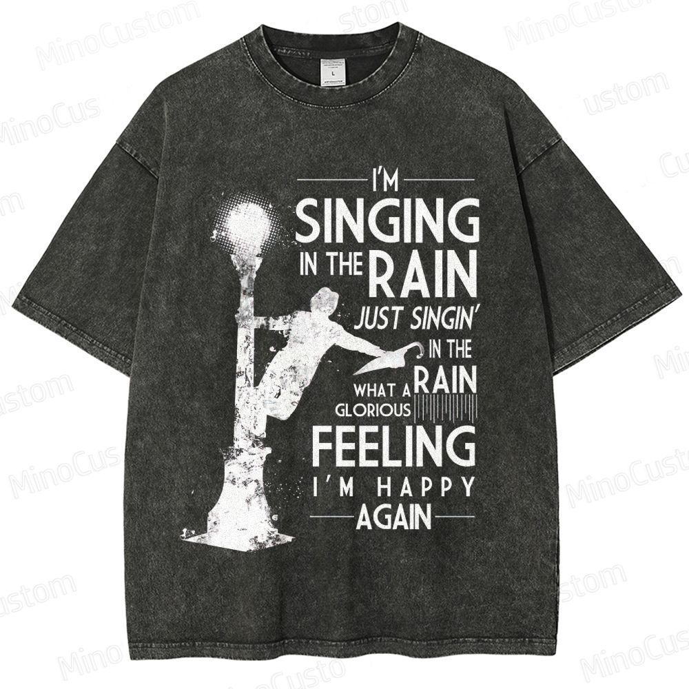 Vintage Washed Singin' in the Rain Graphic Musical Comedy T - shirt