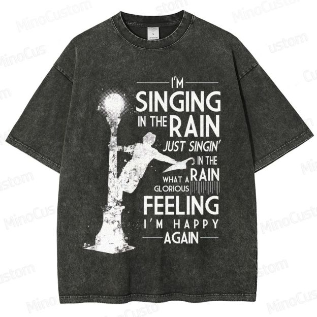 Vintage Washed Singin' in the Rain Graphic Musical Comedy T - shirt